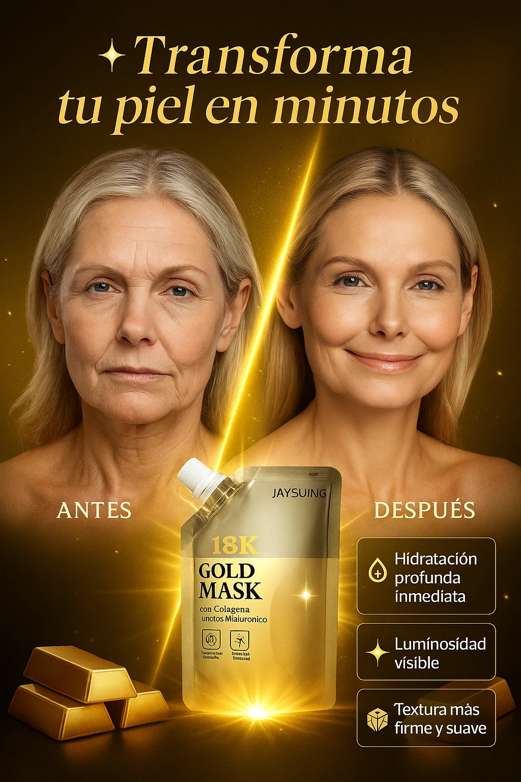 Gold Mask. Mascarilla Dorada con Ácido Hialurónico y Retinol