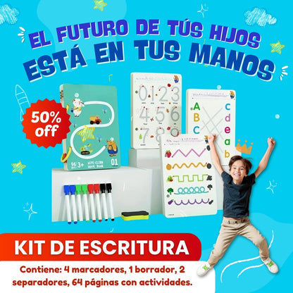 Cuaderno Montessori de Trazos y Escritura Infinitos | 64 Páginas Reutilizables