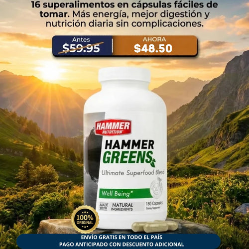 Hammer Greens | 16 Super Alimentos | 180 Cápsulas